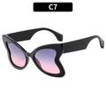 Chic butterfly sunglasses featuring black frames and purple-pink gradient lenses - C7-Black Frame Gray Pink Lenses