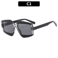 Occhiali da sole geometrici poligonali in grigio traslucido con lenti scure modello C1 - Montatura Nero Grigio/Lente Nero Grigio (C1)