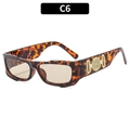 Rectangle tortoiseshell sunglasses with brown lenses and gold metal temple accents - Demi Frame Tea Lens