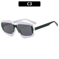 Polygon-Sonnenbrille mit weiß-grünem Blockdesign und dunkelgrauen Gläsern - Weißer Rahmen Grüne Bügel/Schwarzgraue Linse (C3)