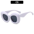 Y2K weiße Oversize-Sonnenbrille mit Bubble-Rahmen und dunklen Gläsern für modisches Styling - Weißer Rahmen Schwarzgraue Linsen (C6)
