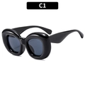 Übergroße schwarze Puffy-Sonnenbrille im Bubble-Design mit dunkelgrauen Gläsern - Schwarzer Rahmen Schwarzgraue Gläser (C1)