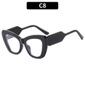 Fashionable black cat eye sunglasses with wide temples and anti-blue light lenses - Black Frame Clear Lenses