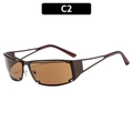 Sonnenbrille im Y2K-Stil mit bronzefarbenem Rahmen, braunen Gläsern und Cut-out-Bügeln - Brauner Rahmen Tee Linsen