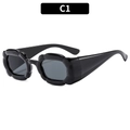 Chic black flower shaped thick frame sunglasses with dark grey lenses in C1 variant - Black Frame Grey Lens (C1)