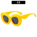 Y2K Bubble-Stil Übergroße runde Sonnenbrille in leuchtendem Gelb mit dunkelgrauen Gläsern - Gelber Rahmen Schwarzgraue Linsen (C4)