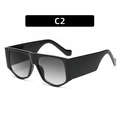 Fashion oversized black frame sunglasses with wide temples and grey gradient lenses - Black Frame Double Grey Gradient Lens (C2)
