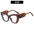 Occhiali da sole chic cat-eye tartarugati C10 con ampie stanghette geometriche e stile - Montatura Demi Lenti Trasparenti