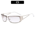 Y2K Millennium Sonnenbrille mit silbernem Metallrahmen und hellgrauen C5 Gläsern - Silberner Rahmen Spiegel Verlaufsfarben