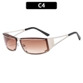 Y2K-Sonnenbrille aus Silbermetall mit braun verlaufenden Gläsern und hohlen Bügeln - Silberrahmen Doppel-Teegläser