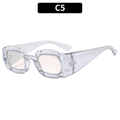 Modern petal-shaped sunglasses in transparent light blue finish with C5 variant tag - Silver Frame Gradient Silver Lens (C5)