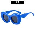 Y2K klobige blaue Bubble-Sonnenbrille mit dunkelgrauen polarisierten Gläsern - Blauer Rahmen Schwarzgraue Linsen (C3)