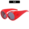 Futuristic Y2K oversized red sunglasses with unique pleated texture and dark grey lenses - Red Frame Black Grey Lens (C2)