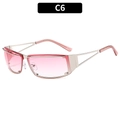 Y2K Sonnenbrille mit silbernem Metallrahmen und rosa Verlaufsgläsern für Damen - Silberrahmen Rosa Verlaufs