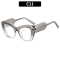 Cat eye sunglasses with gray to pink gradient lenses and wide wavy temples in C11 style - Transparent Gray Pink Frame White Lens