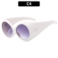 Y2K future style round sunglasses with white textured striped frames and purple gradient lenses - White Frame Gradient Grey Lens (C4)
