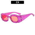 Y2K style rose pink wavy petal frame sunglasses with orange lenses and wide arms - Purple Frame Red Lens (C4)