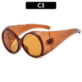 Y2K millennium style translucent amber sports sunglasses with textured wide temples - Tea Frame Tea Lens (C3)