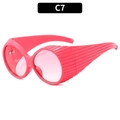Lunettes de soleil roses surdimensionnées style Y2K avec larges branches texturées - Monture Rose Verre Double Rose (C7)