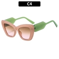 Cat eye sunglasses in pink and green color-block frame with gradient brown lenses - Jelly Pink Frame Tea Pink Lens Green Temples