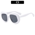 Lunettes de soleil ovales vintage avec monture blanche épaisse et verres gris, style C3 - Monture Blanc Solide Verre Gris (C3)