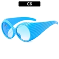 Lunettes de soleil Y2K bleu clair futuristes avec protections latérales plissées larges - Monture Bleue Verre Double Bleu (C6)