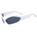 Y2K oval sunglasses with bold white frame and dark grey lenses in sporty hip-hop style - White Frame Gray Lens