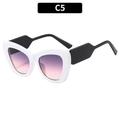 Fashion cat eye sunglasses with white frames, black temples, and purple gradient lenses - White Frame Double Purple Lens Black Temples