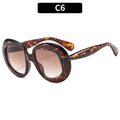 Lunettes de soleil ovales rétro avec monture écaille et verres dégradés marron, coloris C6 - Monture Écaille Verres Double Thé (C6)