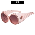 Lunettes de soleil Y2K roses surdimensionnées avec monture texturée et verres rouges - Monture Champagne Verre Thé Rose (C8)