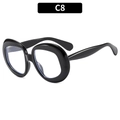 Lunettes de soleil ovales vintage en noir brillant avec monture épaisse chic - Monture Noire Verres Transparents (C8)