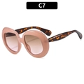 Vintage oversized oval sunglasses featuring a pink frame with classic tortoiseshell temples - Jelly Pink Frame Tea Pink Lens (C7)