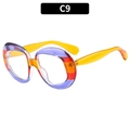 Oval vintage sunglasses with purple red orange gradient frames and clear lenses - Striped Splicing Frame White Lens (C9)