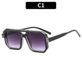 Occhiali da sole aviator a doppio ponte con montatura nera e lenti viola sfumate - Montatura Grigia Trasparente / Lenti Sfumate Viola (C1)