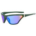 Y2K Oversized Cycling Sunglasses in Dark Green Frame and Iridescent Purple Polarized Lenses - Green Frame Green Lens