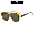 Occhiali da sole aviatore C2 esagonali con montura gialla e lenti grigio scuro di moda - Montatura A Contrasto Giallo Nero / Lenti Grigie (C2)