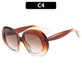 Chic oval tortoiseshell sunglasses with brown gradient lenses for a vintage look - Gradient Tea Frame Double Tea Lens (C4)