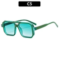 Occhiali da sole aviator retrò con montatura a doppio ponte verde trasparente e lenti ciano - Montatura Verde Trasparente / Lenti Sfumate Verdi (C5)