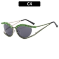 Occhiali da sole cat eye di lusso con montatura dorata e brillanti strass verdi - Strass Verde Lente Grigia (C4)