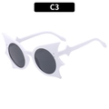 Gafas de sol con forma de ala de murciélago con montura blanca y lentes oscuras - Montura Blanca Lente Gris Oscuro