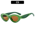 Gafas de sol Y2K ovales con montura verde transparente y lentes color ámbar - Montura Verde Lente Té (C6)