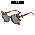 Gafas de sol con forma de murciélago en montura de carey y lentes gris oscuro - Marco de Carey Lentes Gris Negro