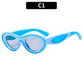 Gafas de sol Y2K ovaladas azul claro con lentes gris oscuro de estilo retro hip-hop - Montura Azul Lente Gris Claro (C1)