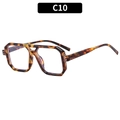 Classic tortoiseshell aviator eyeglasses frame with double bridge design and silver rivets - Tortoise Frame / Anti-blue Light Plain Lens (C10)