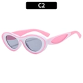 Gafas de sol Y2K ovales con montura bicolor rosa y blanco y lentes grises de moda - Montura Rosa Blanco Lente Gris Claro (C2)