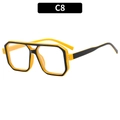 Fashionable double-bridge aviator frames in bold yellow and black C8 colorway - Yellow Black Contrast Frame / Anti-blue Light Plain Lens (C8)