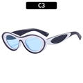 Gafas de sol Y2K futuristas en blanco y azul con patillas caladas de diseño único - Montura Negro Blanco Lente Azul Claro (C3)