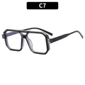 Classic double-bridge aviator sunglasses with transparent grey frame and black temples - Transparent Grey Black Frame / Anti-blue Light Plain Lens (C7)