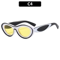 Y2K oval sunglasses with black and white frame and transparent yellow lenses - Black White Frame Yellow Lens (C4)