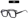 Classic double-bridge aviator style glasses in glossy black with rivet accents - Bright Black Frame / Anti-blue Light Plain Lens (C9)